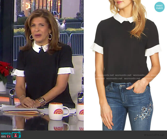 Pleat Sleeve Collared Crepe Blouse by Cece worn by Hoda Kotb  on Today