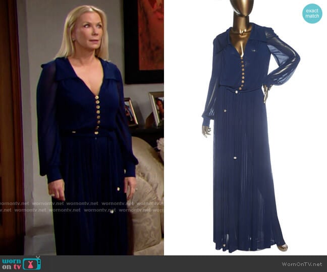 Chanel Pleated Jumpsuit worn by Brooke Logan (Katherine Kelly Lang) on The Bold and the Beautiful