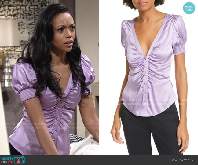 WornOnTV: Amanda’s lilac v-neck satin top on The Young and the Restless ...