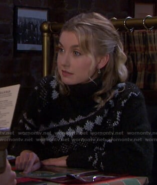 Claire's black fair isle turtleneck sweater on Days of our Lives