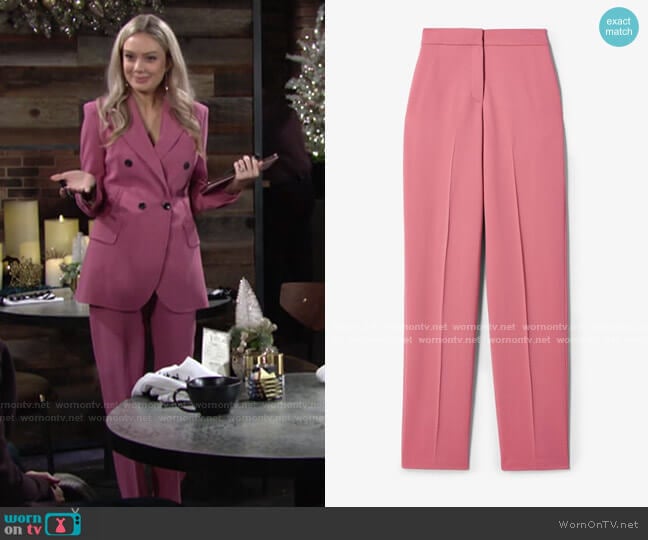 Derek Lam Flat Front Relaxed Stretch Crepe Trouser worn by Abby Newman (Melissa Ordway) on The Young and the Restless