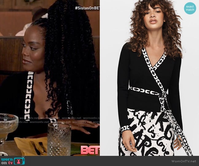 Diane von Furstenberg Kady Knit Wrap Top worn by Sabrina Hollins (Novi Brown) on Tyler Perrys Sistas