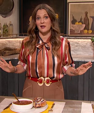 Drew's embellished leather belt on The Drew Barrymore Show