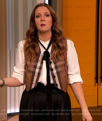 Drew’s plaid vest on The Drew Barrymore Show