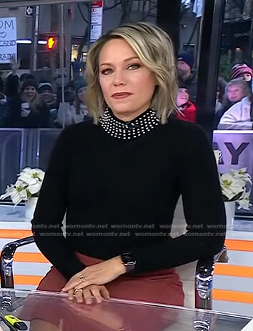 Dylan’s black pearl neck ribbed sweater on Today