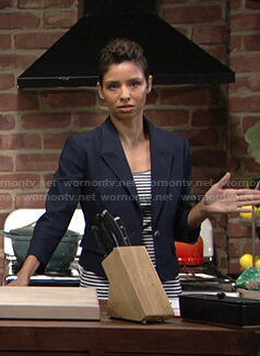 Elena's navy cropped blazer on The Young and the Restless