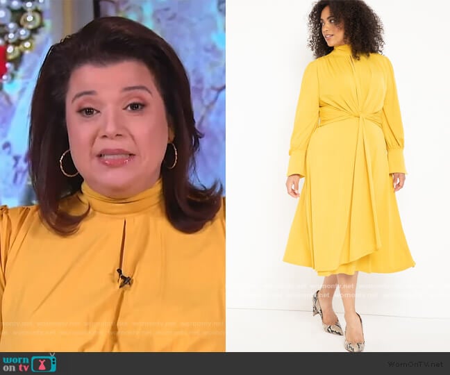 Mock Neck Keyhole Dress by Eloquii worn by Ana Navarro on The View