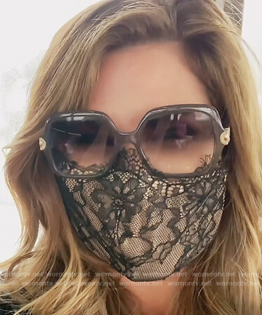 Emily's black lace face mask on The Real Housewives of Orange County
