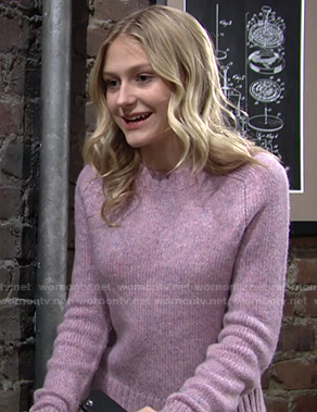 Faith's pink crew neck sweater on The Young and the Restless