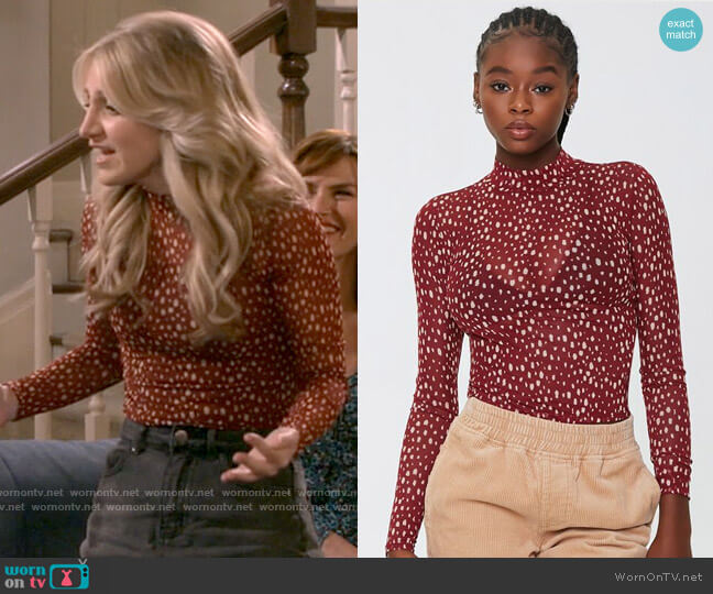 Forever 21 Sheer Spotted Print Top worn by Gina Dabrowski (Annaleigh Ashford) on B Positive