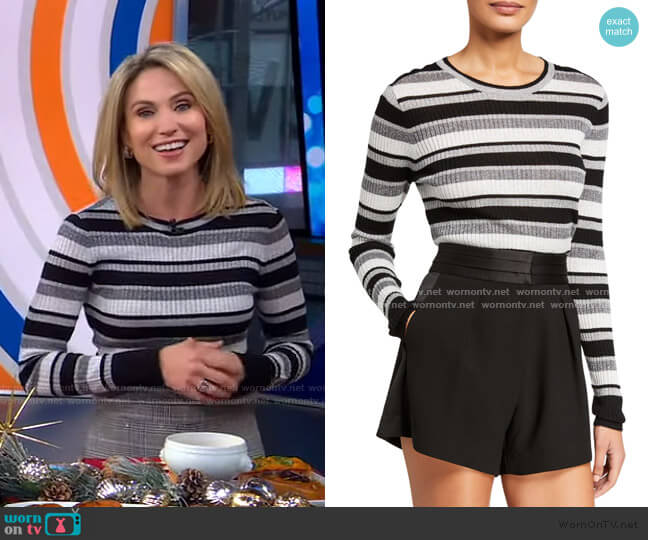 Wornontv Amys Grey Striped Ribbed Sweater On Good Morning America Amy Robach Clothes And 