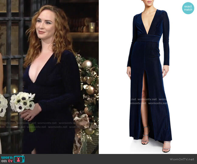 Velvet Devore Stardust Gown by Galvan worn by Mariah Copeland (Camryn Grimes) on The Young & the Restless