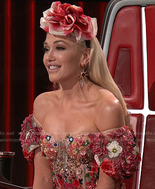 Gwen’s floral embroidered tulle gown on The Voice