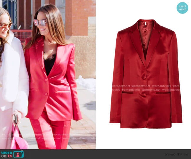 Satin-Twill Blazer by Helmut Lang worn by Lisa Barlow on The Real Housewives of Salt Lake City