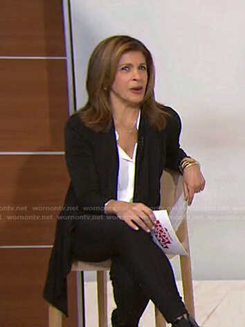 Hoda’s black draped jacket on Today