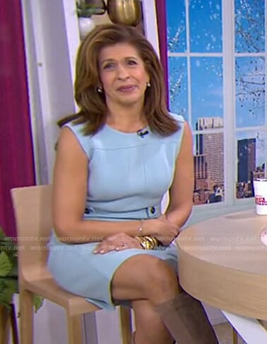 Hoda’s light blue sleeveless dress on Today