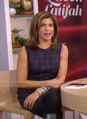 Hoda’s navy grid check sleeveless dress on Today