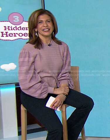 Hoda’s pink striped sleeve top on Today