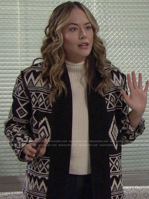 Hope's black and white patterned jacket on The Bold and the Beautiful