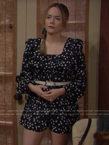 Hope's black daisy print romper on The Bold and the Beautiful