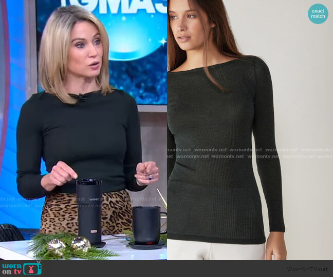 Fitted Bateau Neck Top by Intimissimi worn by Amy Robach  on Good Morning America