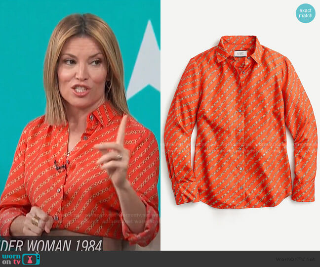 Collection Silk Twill shirt by J. Crew worn by Kit Hoover on Access Hollywood