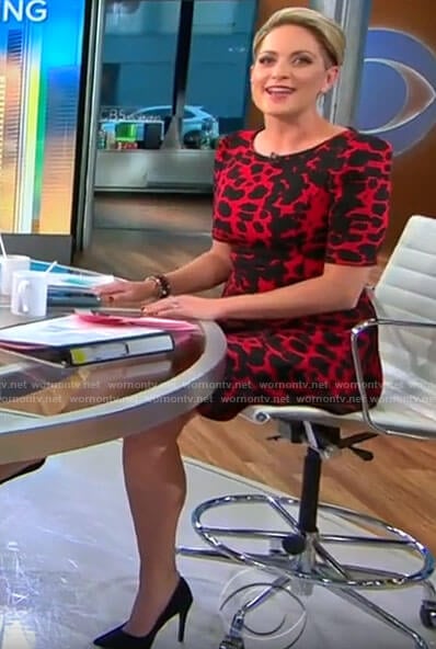 Jamie Yuccas’s red leopard print dress on CBS Mornings