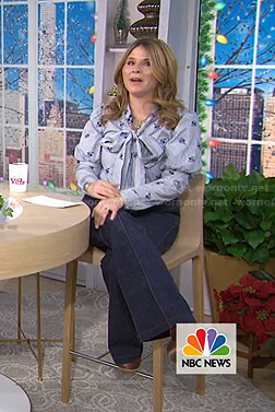 Jenna’s striped tie neck blouse and flare jeans on Today