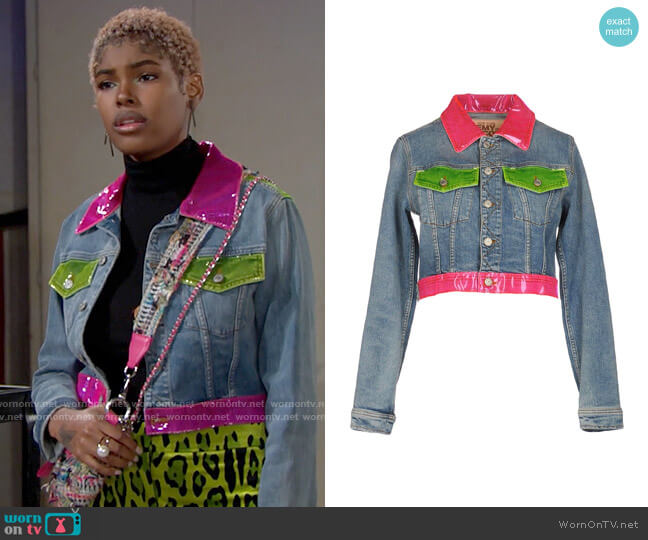 Jeremy Scott Denim Jacket worn by Paris Buckingham (Diamond White) on The Bold and the Beautiful