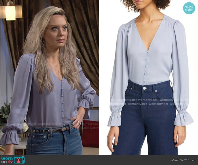 Bolona Button Front Blouse by Joie worn by Abby Newman (Melissa Ordway) on The Young and the Restless