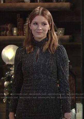 Jordan's metallic keyhole dress on The Young and the Restless