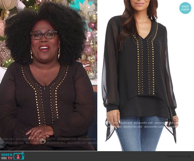 Studded Layered Hem Top by Karen Kane worn by Sheryl Underwood on The Talk