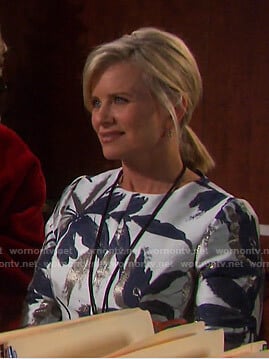 Kayla's metallic leaf print dress on Days of our Lives