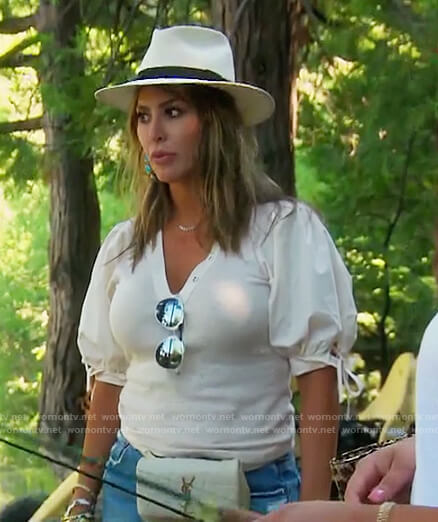 Kelly's white tie sleeve top on The Real Housewives of Orange County