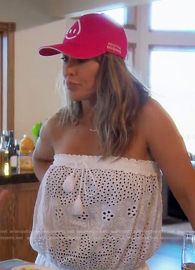 Kelly's white eyelet coverup on The Real Housewives of Orange County