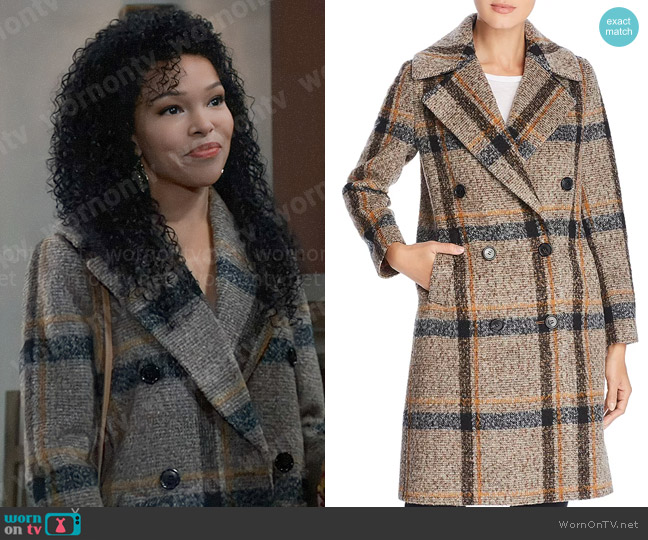 Kendall + Kylie Plaid Double Breasted Coat worn by Portia Robinson (Brook Kerr) on General Hospital