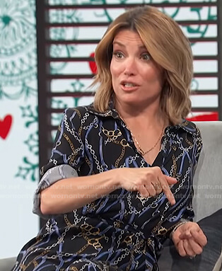 Kit's chain print shirtdress on Access Hollywood