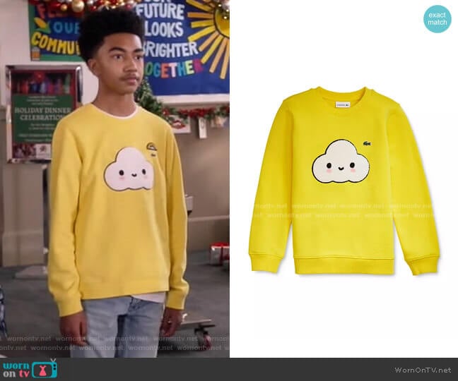 WornOnTV Jack s yellow cloud patch sweatshirt on Black ish