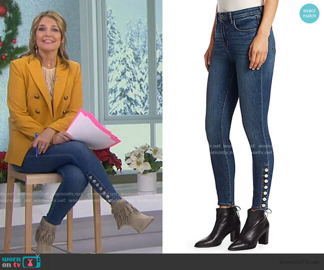 Piper High-Rise Button-Hem Skinny Jeans by L'Agence worn by Savannah Guthrie on Today