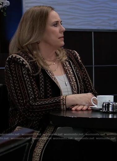 Laura’s printed blazer on General Hospital