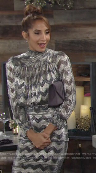 Lily’s metallic zig zag dress on The Young and the Restless