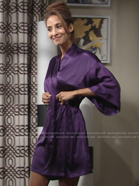 Lily’s purple satin robe on The Young and the Restless