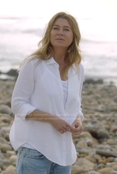 Meredith’s white button down cotton shirt on Greys Anatomy