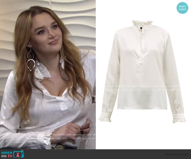 Esther Jacquard Silk Blouse by Nili Lotan worn by Summer Newman (Hunter King) on The Young and the Restless