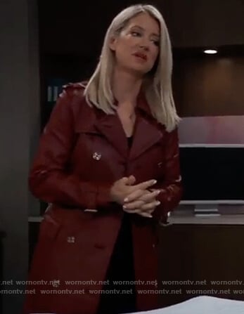Nina’s red leather trench coat on General Hospital