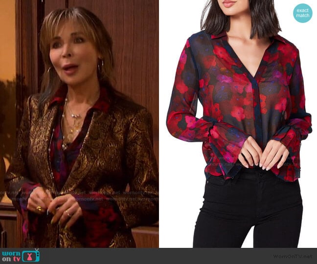 Abriana Floral Blouse by Paige worn by Kate Roberts (Lauren Koslow) on Days of our Lives