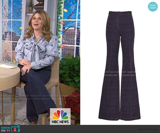 Stretch Denim Ruthie Pant by Pearl by Lela Rose worn by Jenna Bush Hager on Today