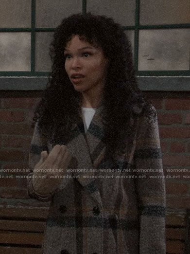 Portia’s checked coat on General Hospital