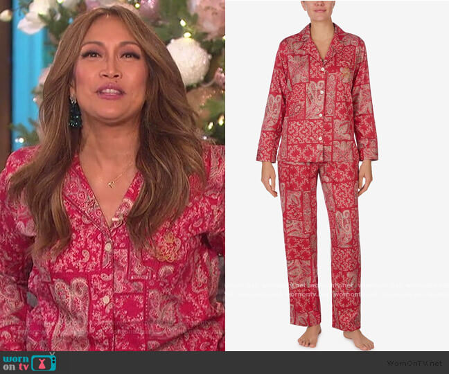 Printed Woven Pajama Set by Ralph Lauren worn by Carrie Inaba on The Talk