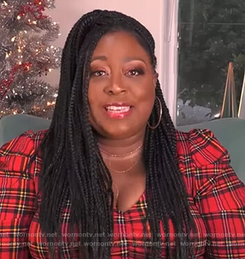 Loni’s red plaid dress on The Real